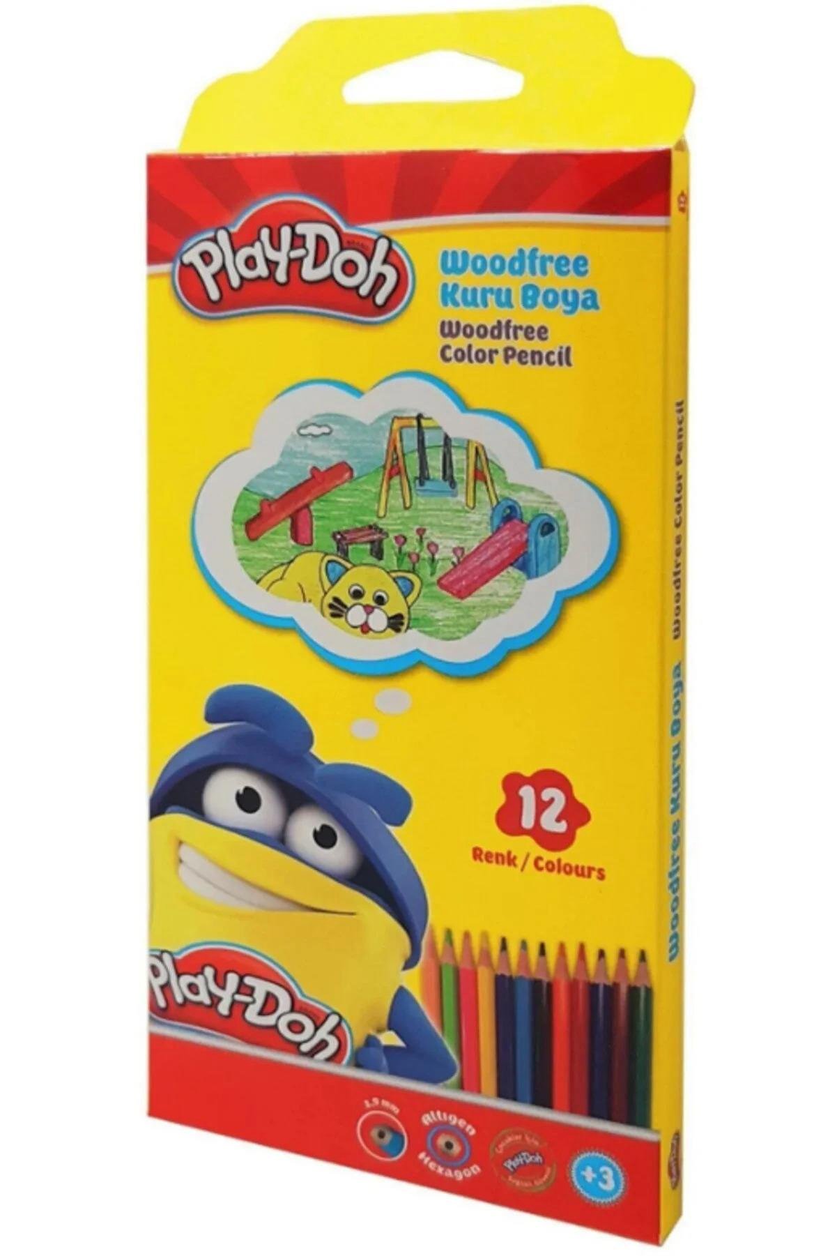 Play-Doh KU029 Woodfree Altıgen Kuru Boya 12 Renk