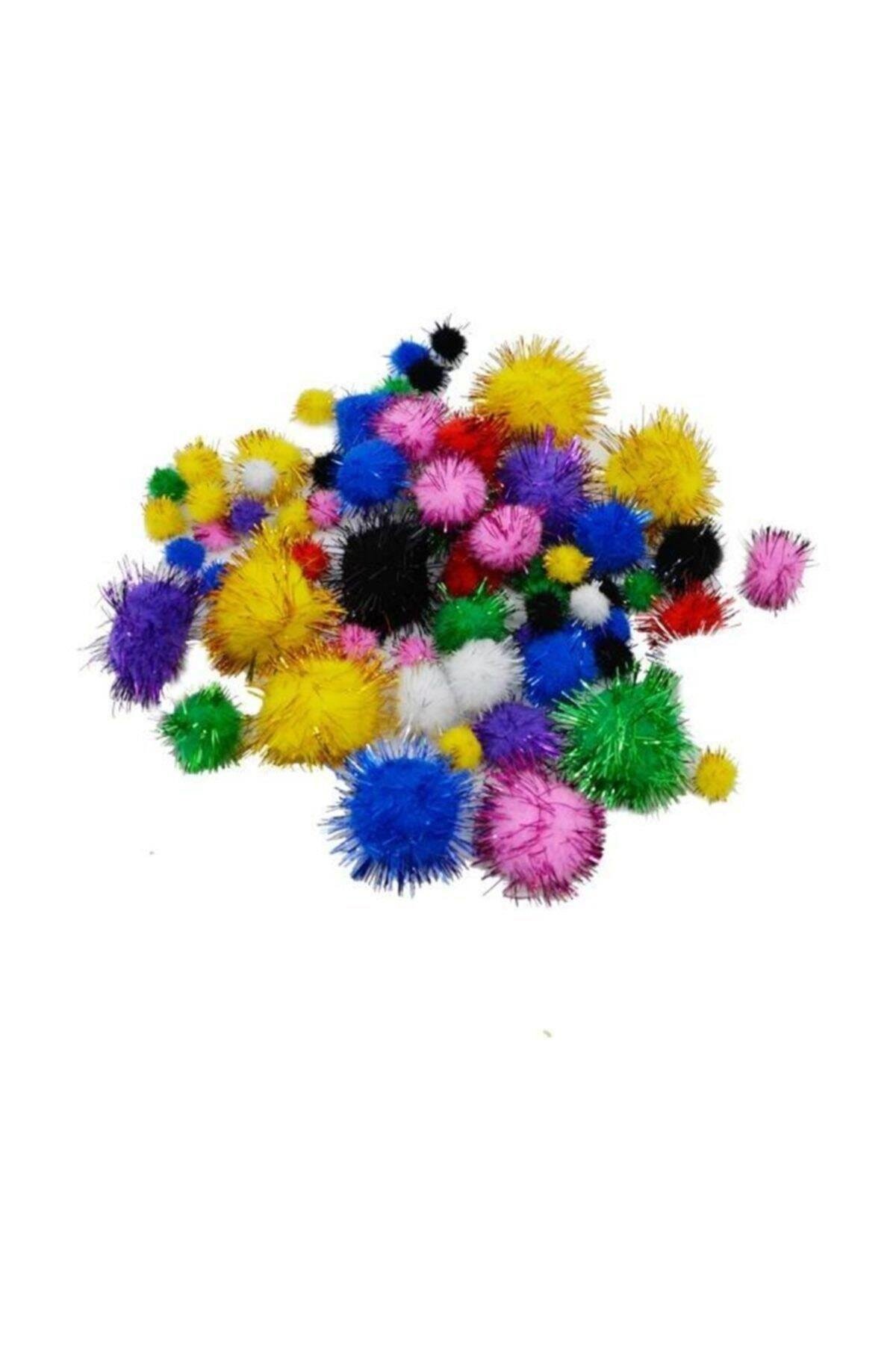 Puti Pom Pom Karışık Metalik 10mm-20mm-30mm Pom Pom