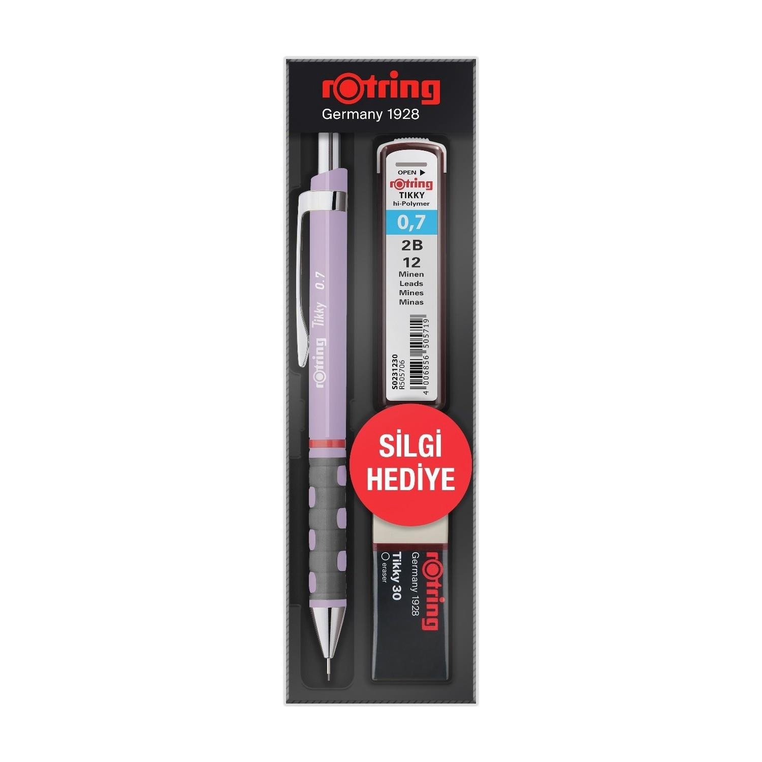 Rotring Tikky Okul Seti Uç+ Silgi Hediyeli Versatil Seti 0.7 MM Uçlu Kalem Lila