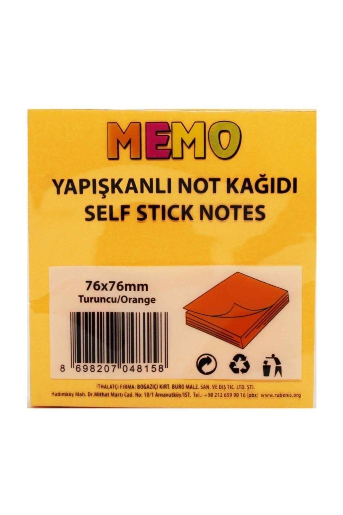 Rubenis Yapışkanlı Not Kağıdı 76x76 MM Fosforlu Turuncu