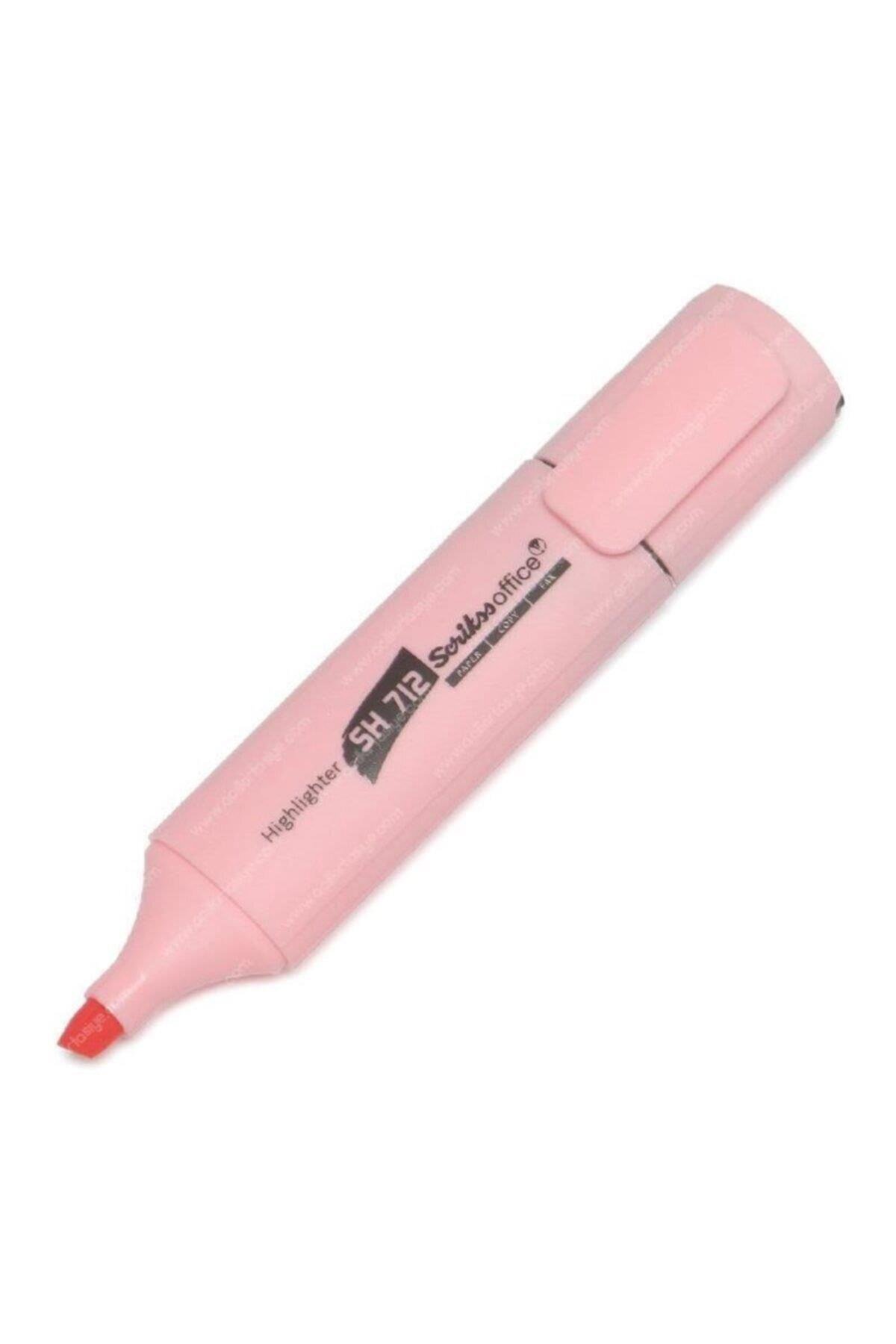 Scrikss Fosforlu Kalem Pastel Pembe İşaretleme Kalemi (12 Li Paket)