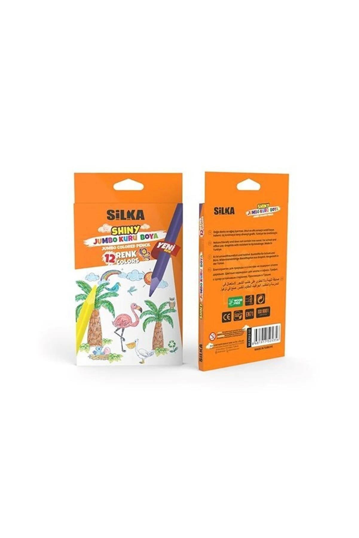 Silka Jumbo Üçgen Kuru Boya 12 Li Jumbo Shiny Kuru Boya
