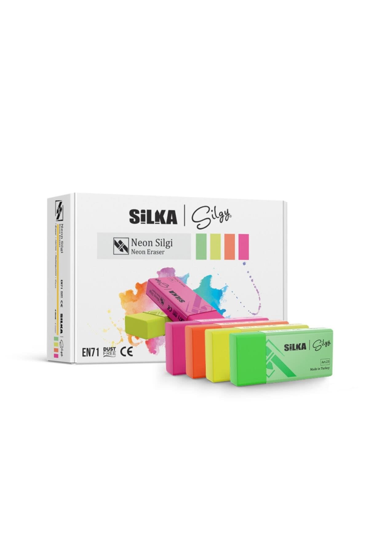 Silka Öğrenci Silgisi Neon 4 Renk (30 Lu Paket)