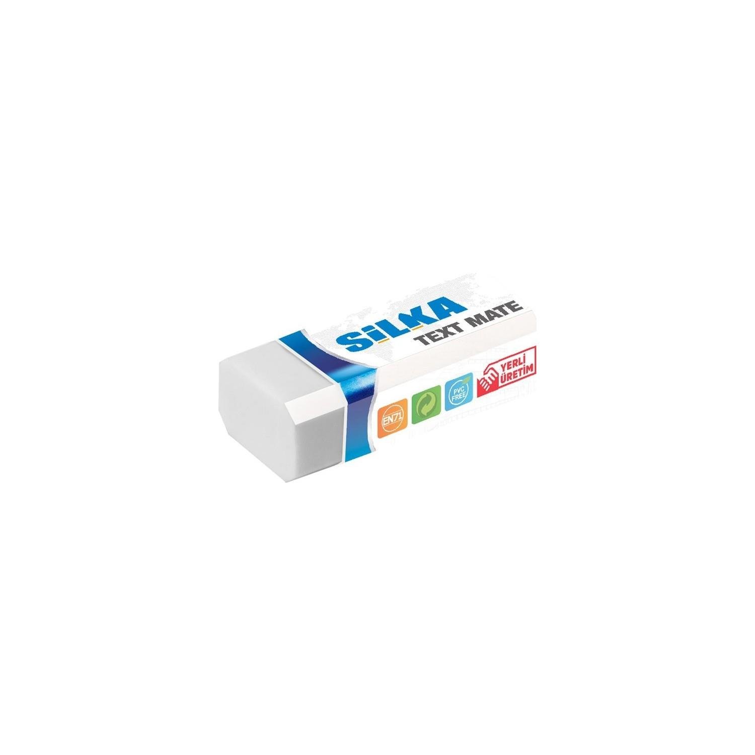 Silka Art.3 Text Matel Öğrenci Silgisi Beyaz x 30 Lu Paket