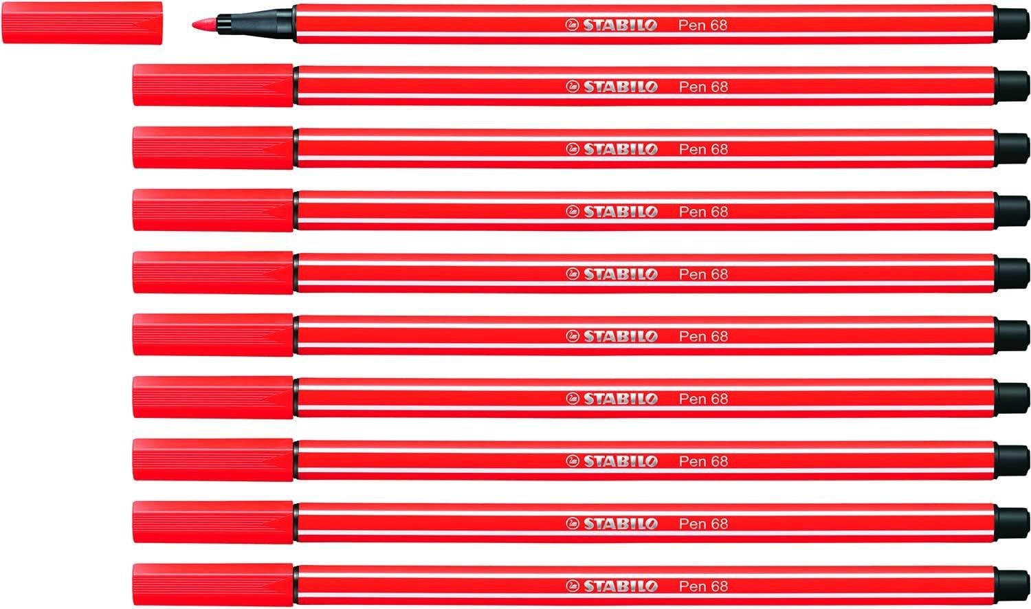 Stabilo 68/40 Keçe Uçlu Boya Kalemi 1.0mm Açık Kırmızı x 10 Lu Paket