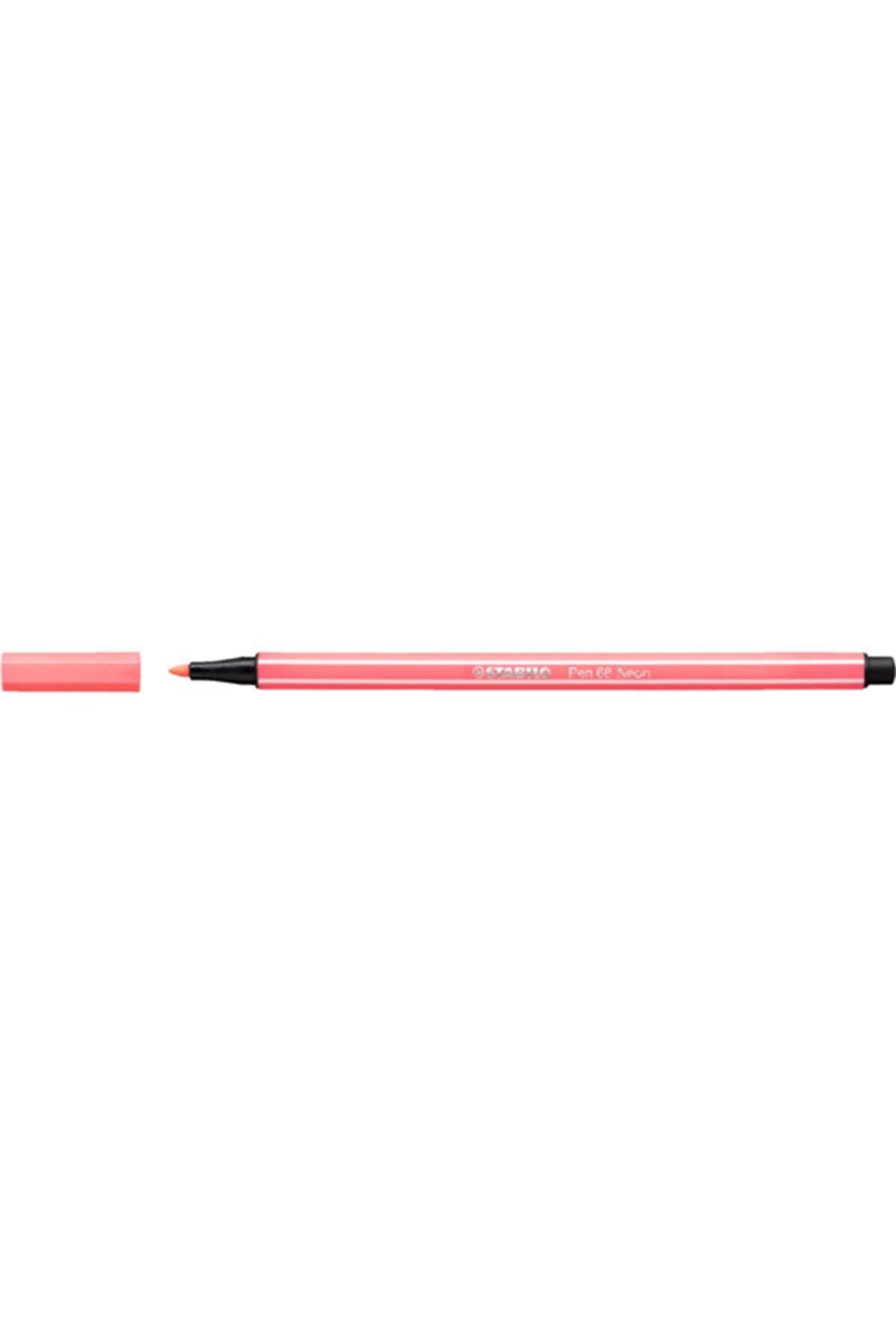 Stabilo 68/040 Keçe Uçlu Boya Kalemi 1.0mm Fosforlu Kırmızı x 10 Lu Paket