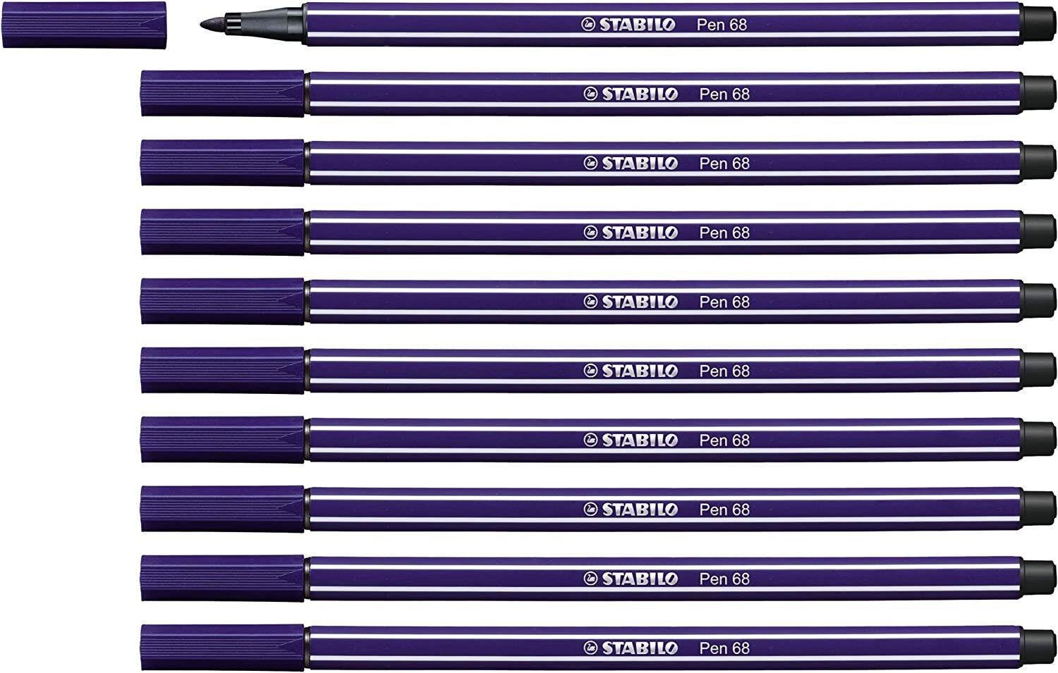 Stabilo Keçe Uçlu Boya Kalemi 1 MM Koyu Mavi Keçeli Kalem (10 Lu Paket)