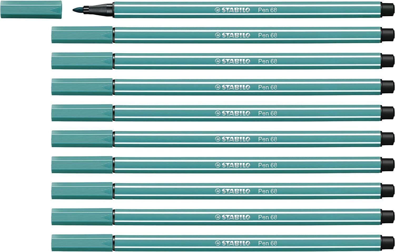 Stabilo Keçe Uçlu Boya Kalemi 1 MM Turkuaz Mavisi Keçeli Kalem (10 Lu Paket)