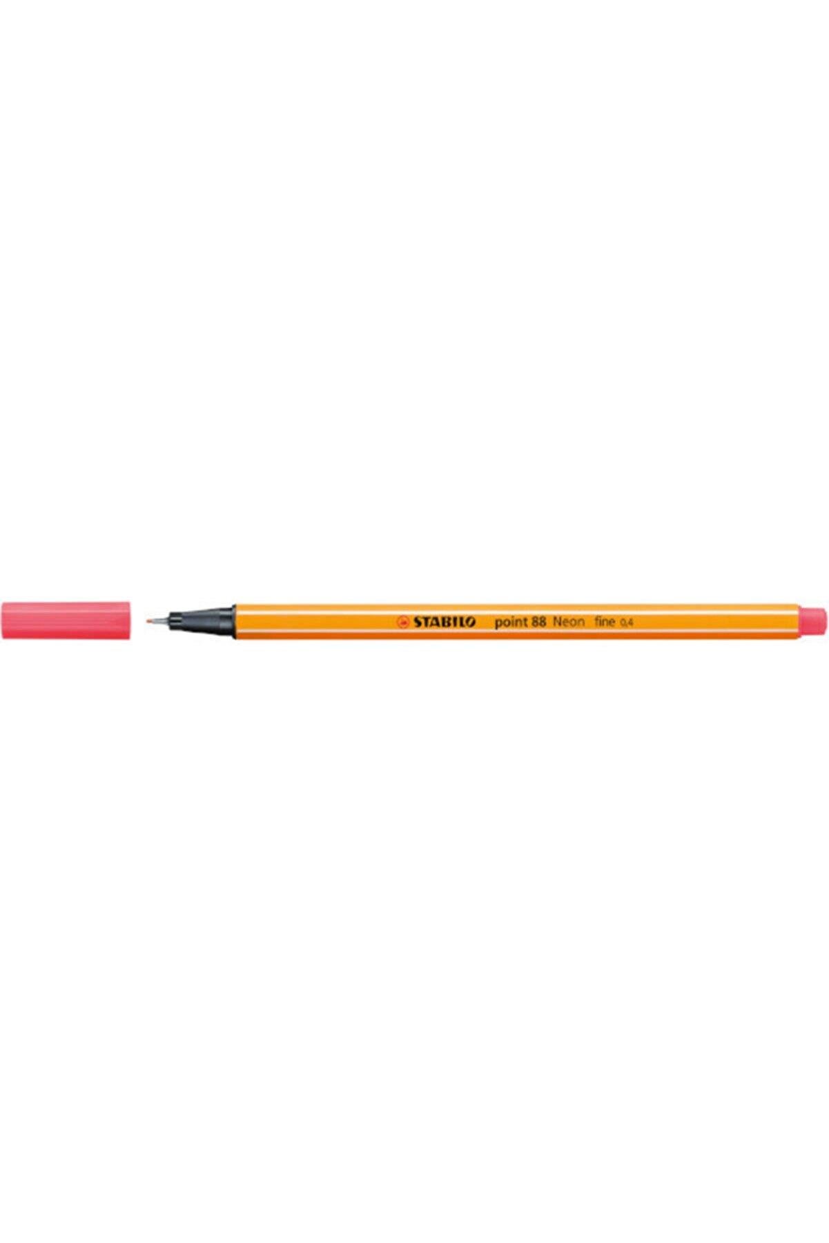 Stabilo Keçe Uçlu İnce Kalem 88 Point 0.4 MM Fosforlu Kırmızı 88/040 (10 Lu Paket)