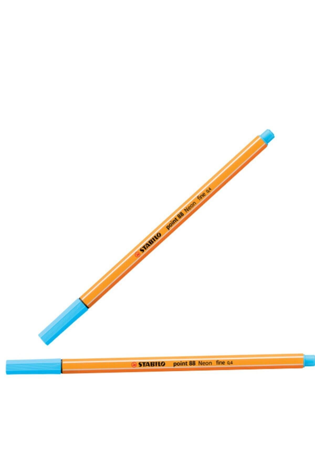 Stabilo Keçe Uçlu İnce Kalem 88 Point 0.4 MM Fosforlu Mavi 88/031 (10 Lu Paket)