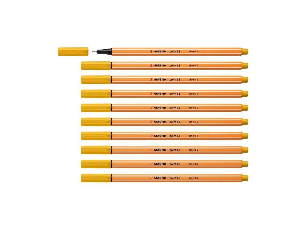 Stabilo İnce Keçe Uçlu Kalem 88 Point 0.4 MM Köri Sarısı Fineliner Kalem (10 Lu Paket)