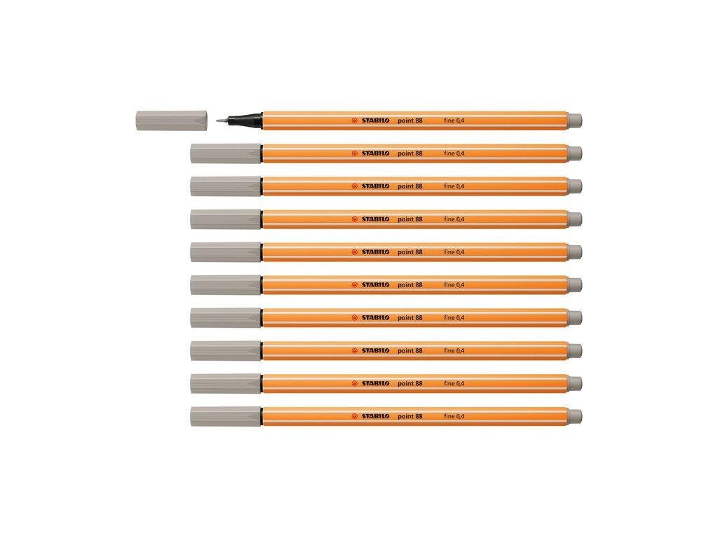 Stabilo İnce Keçe Uçlu Kalem 88 Point 0.4 MM Sıcak Gri Fineliner Kalem (10 Lu Paket)