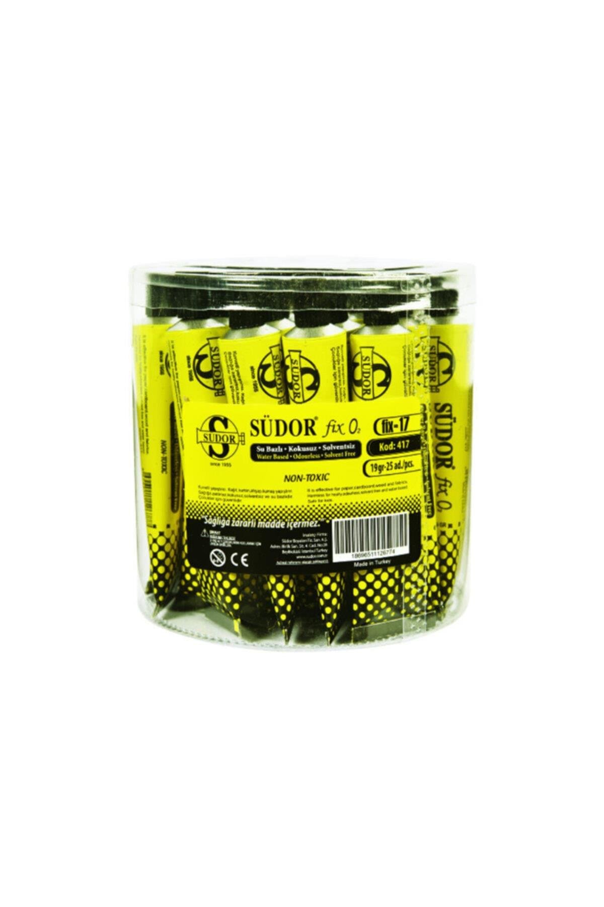 Südor Sıvı Yapıştırıcı Su Bazlı Solventsiz Fix O2 19 Gram 25'Li (25 Li Paket)