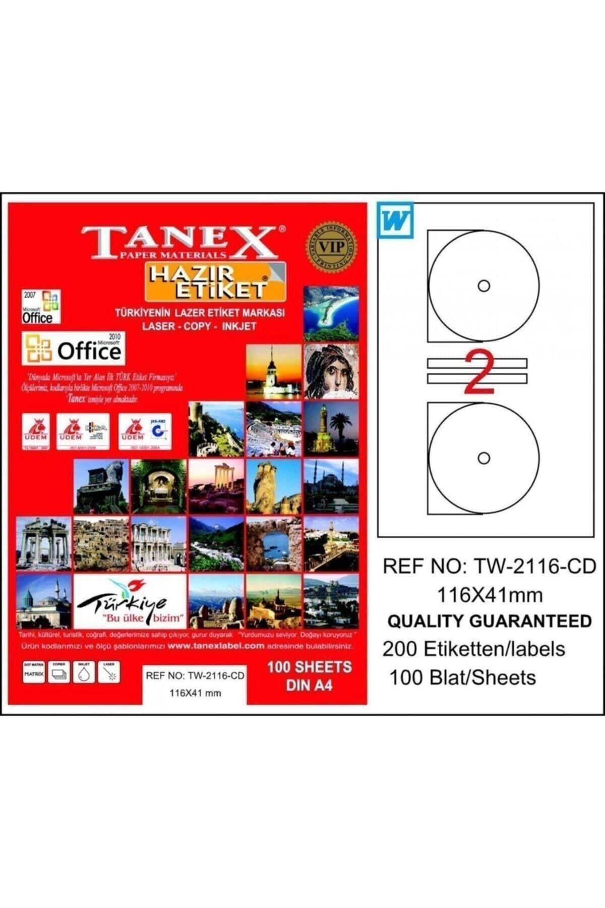 Tanex Cd Etiketi 100 Yaprak 116x41 Mm Lazer Yazıcı CD Etiketi