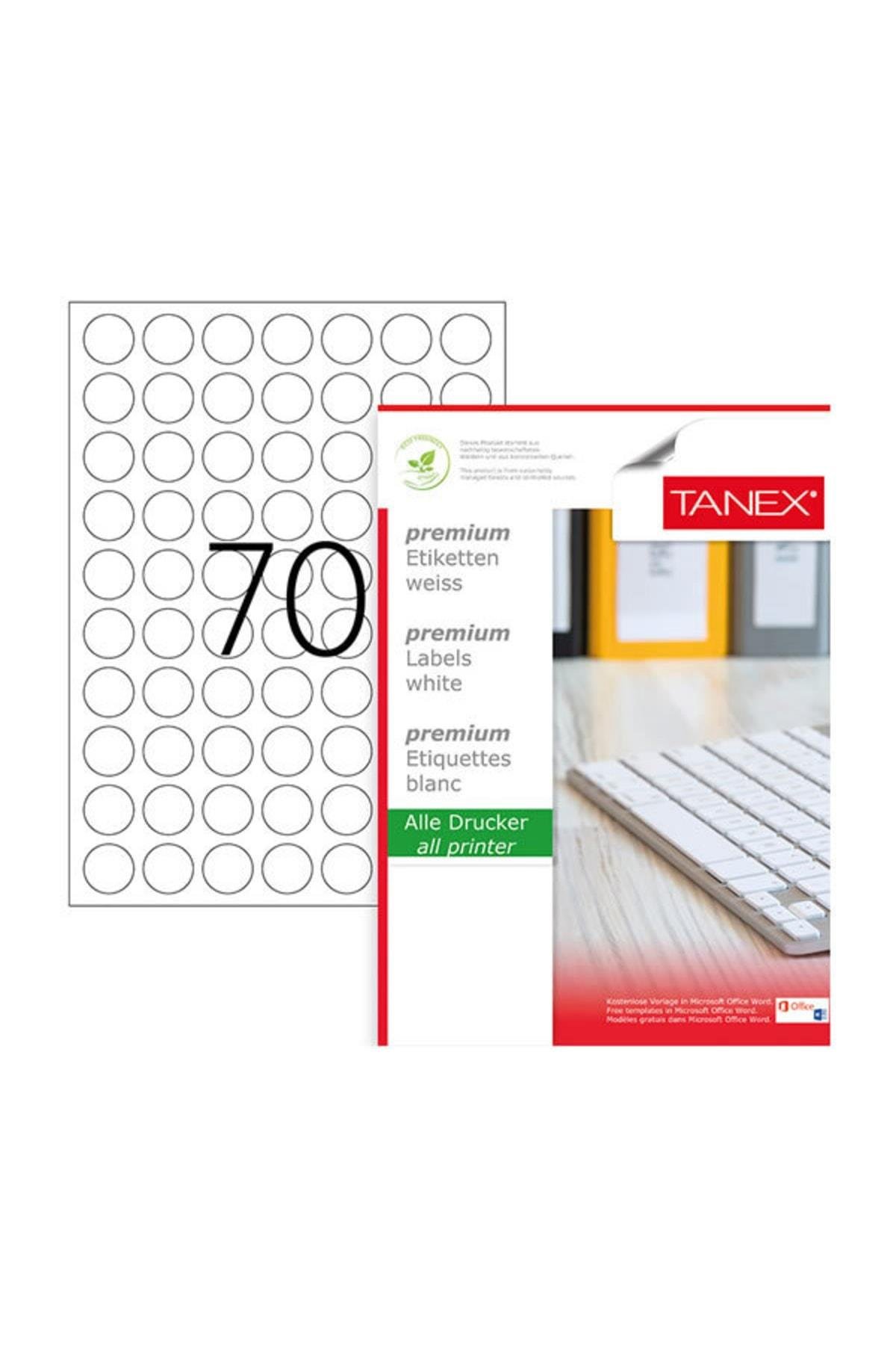 Tanex Lazer Etiket 100 Yaprak 25 Mm Yuvarlak Lazer Yazıcı Etiketi