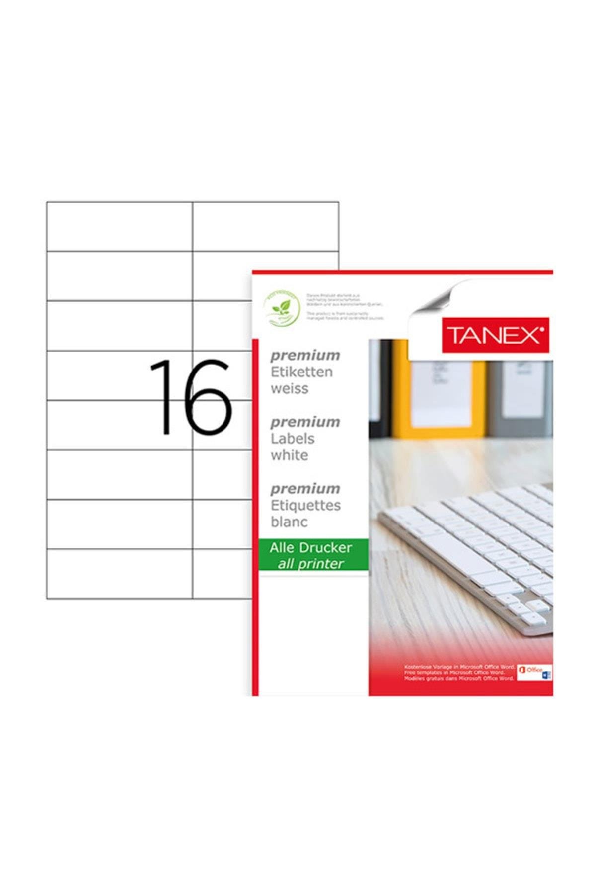 Tanex Lazer Etiket 100 Yaprak 105 x 37 Mm Lazer Yazıcı Etiketi