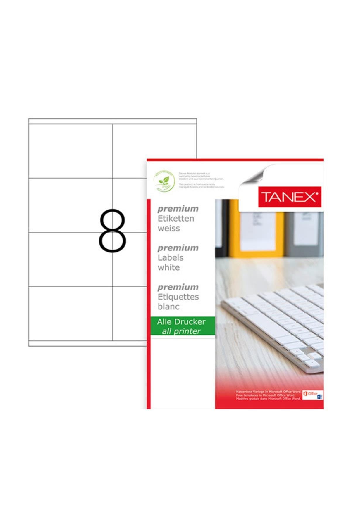Tanex Lazer Etiket 100 Yaprak 105x70 Mm Lazer Yazıcı Etiketi