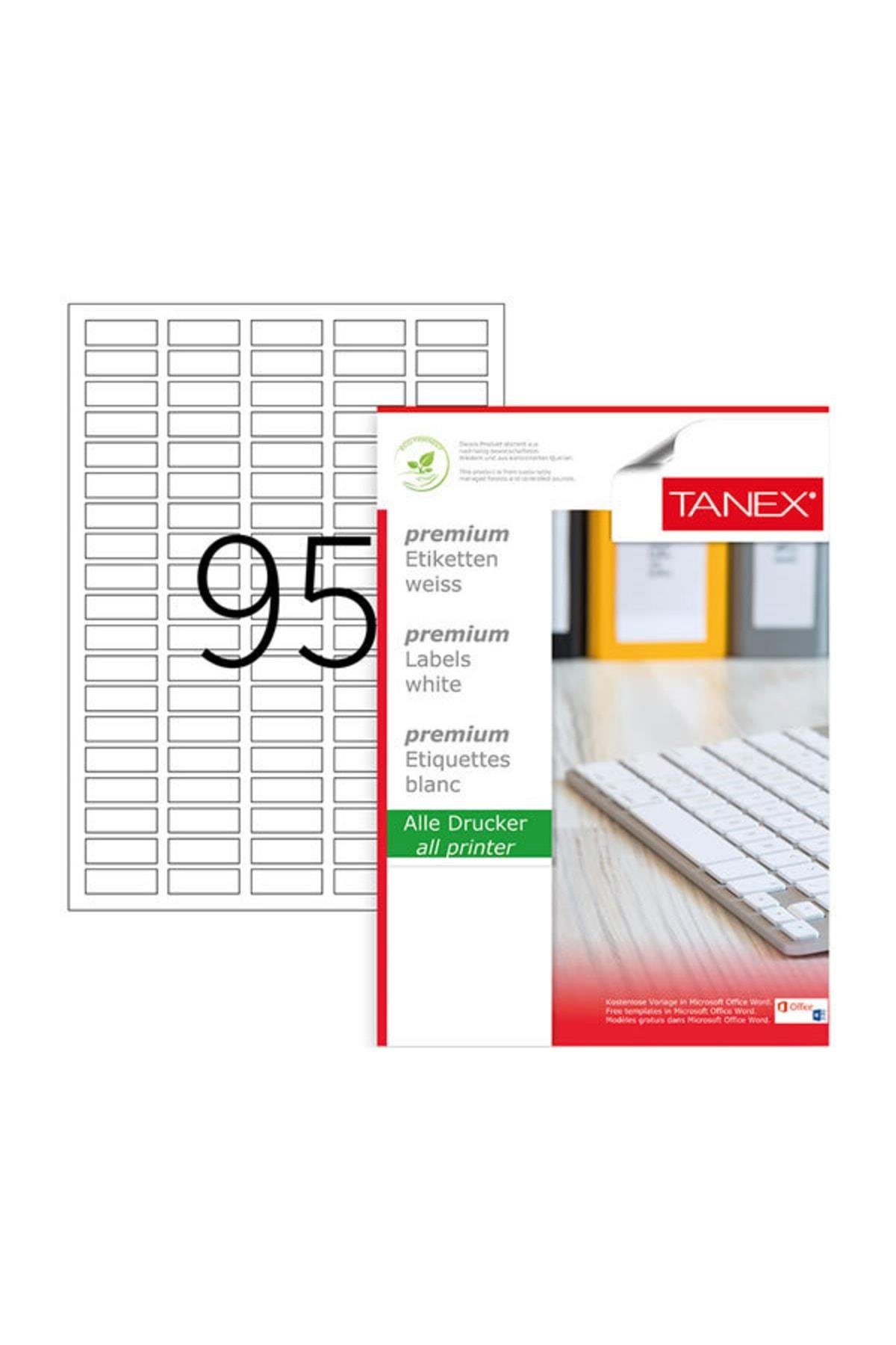 Tanex Lazer Etiket 100 Yaprak 30 x 12 Mm Lazer Yazıcı Etiketi