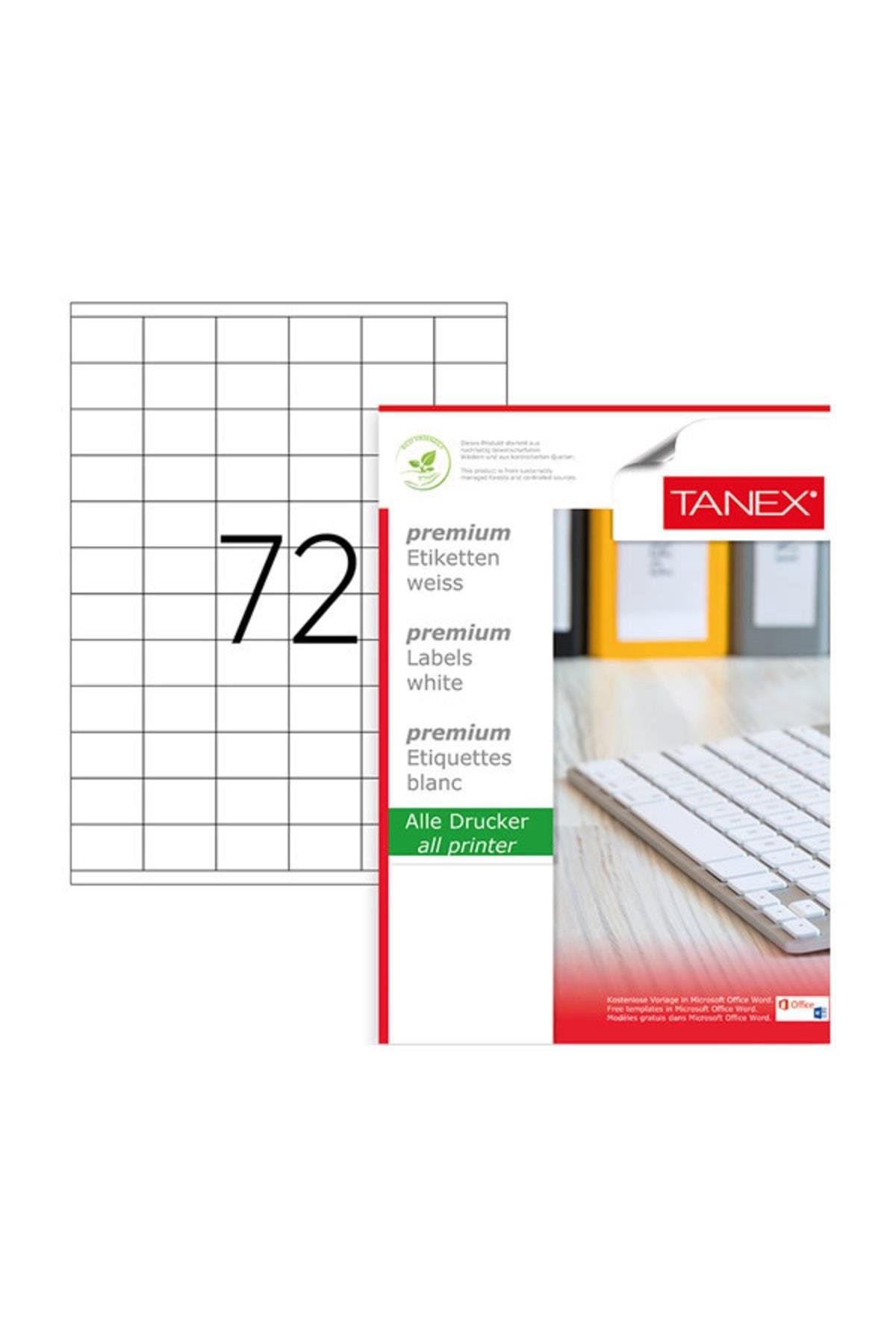Tanex Lazer Etiket 100 Yaprak 35x23 Mm Lazer Yazıcı Etiketi