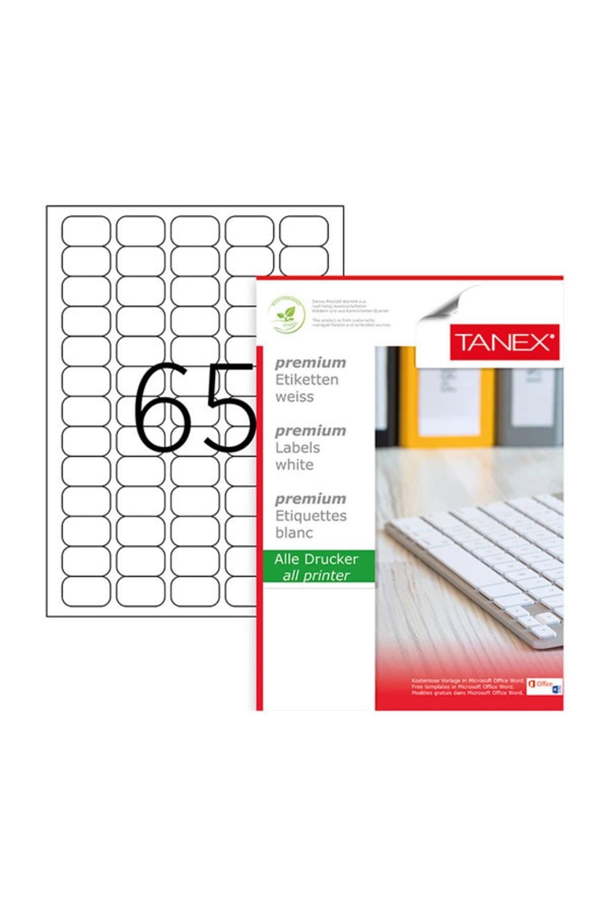 Tanex Lazer Etiket 100 Yaprak 38.1 x 21.2 Mm Lazer Yazıcı Etiketi