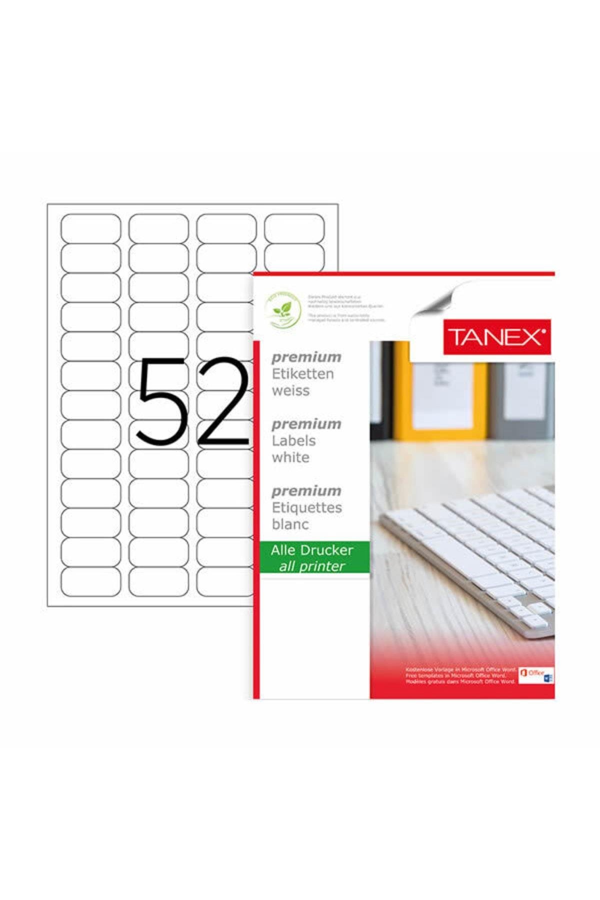 Tanex Lazer Etiket 100 Yaprak 46.4 x 21.2 Mm Lazer Yazıcı Etiketi