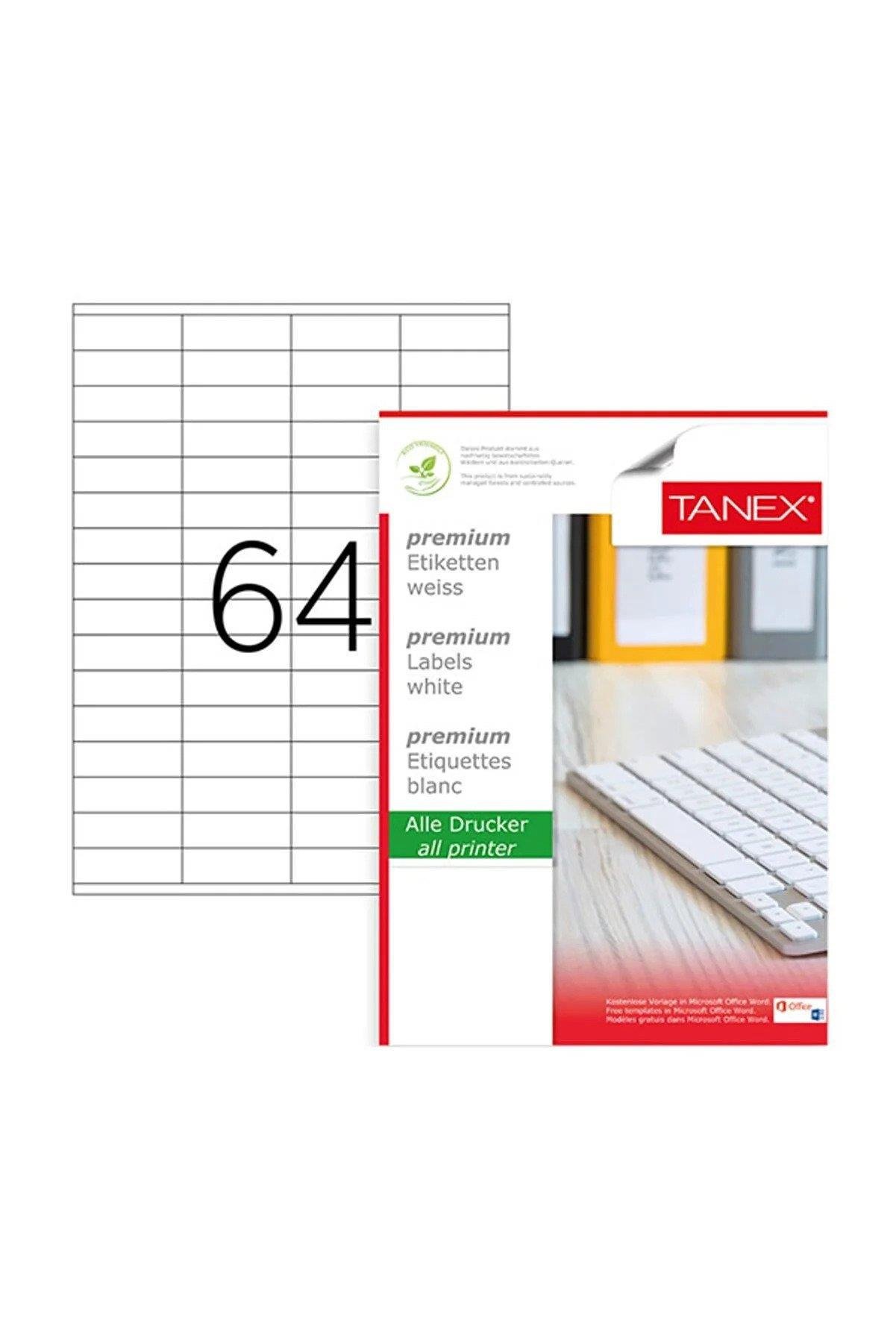 Tanex Lazer Etiket 52 x 18 MM 100 Yaprak Lazer Yazıcı Etiketi