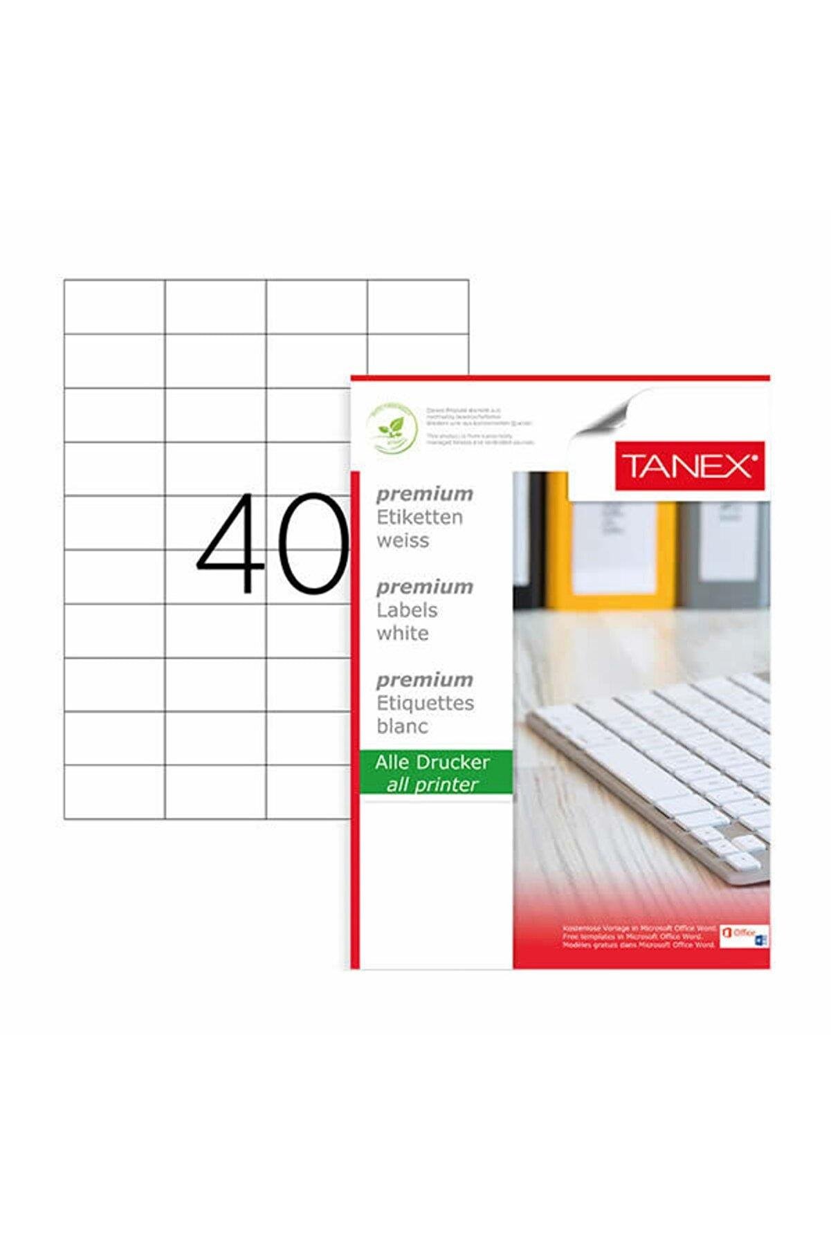 Tanex Lazer Etiket 100 Yaprak 52 x 29 Mm Lazer Yazıcı Etiketi