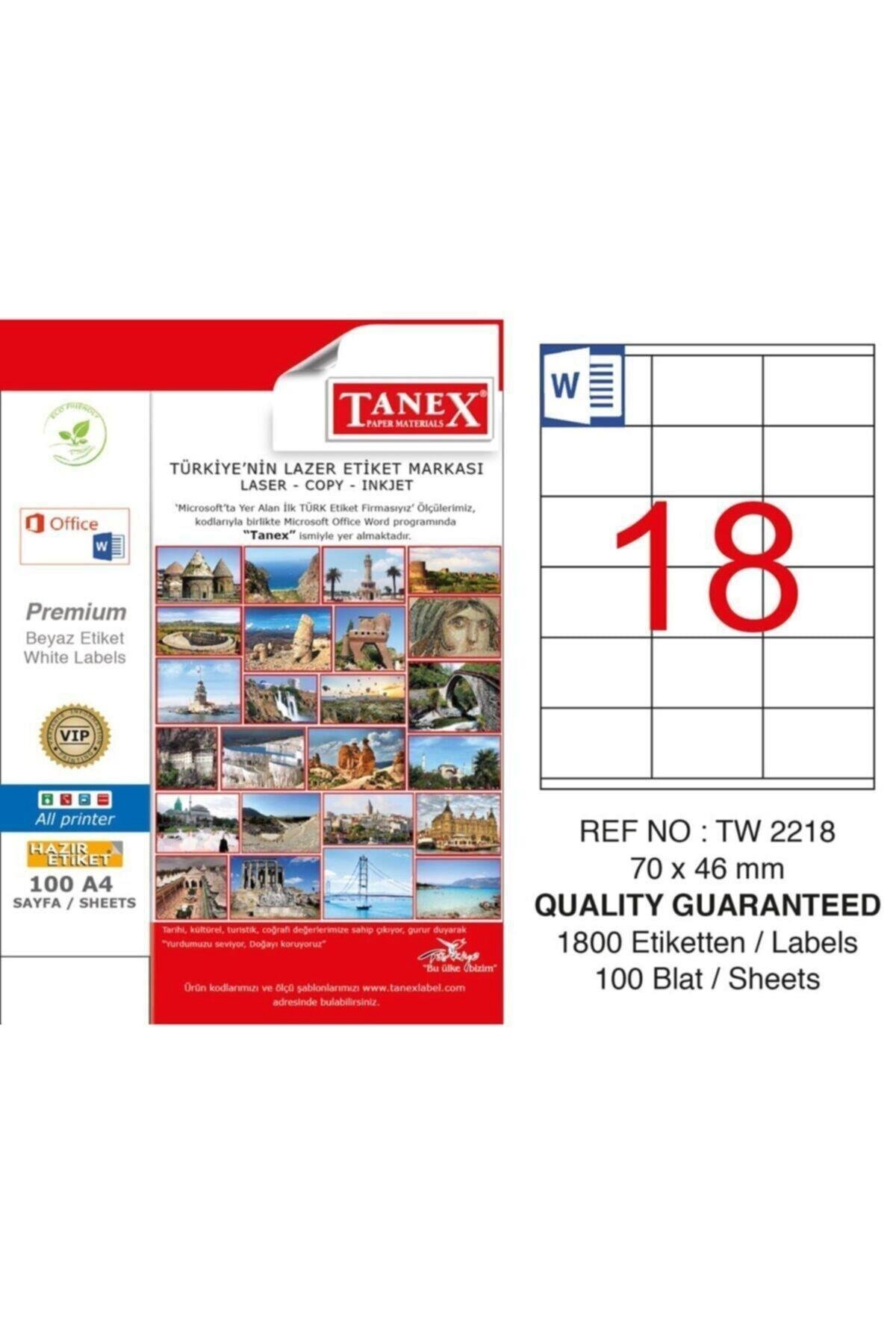 Tanex Lazer Etiket 100 Yaprak 70 x 46 Mm Lazer Yazıcı Etiketi
