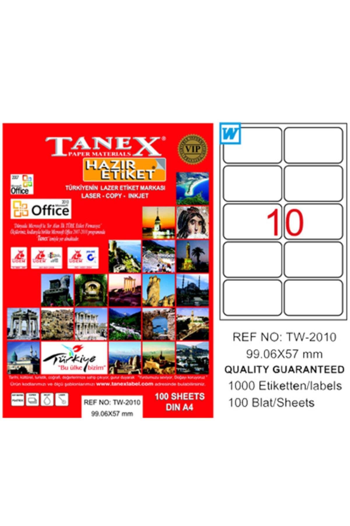 Tanex Lazer Etiket 100 Yaprak 99.1x57 Laser-Copy-Inkjet TW-2010 (20 Paket)