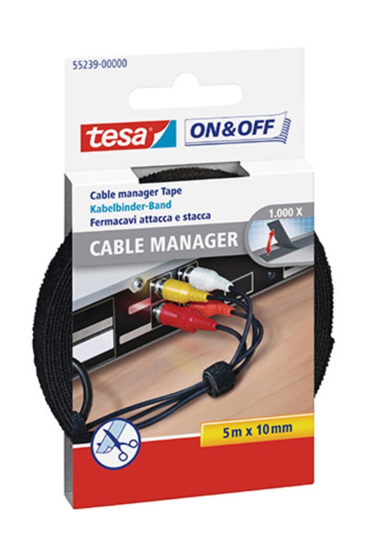 Tesa Kablo On & Off Organizatörü Siyah 5 M 10 MM 55239-00000-01