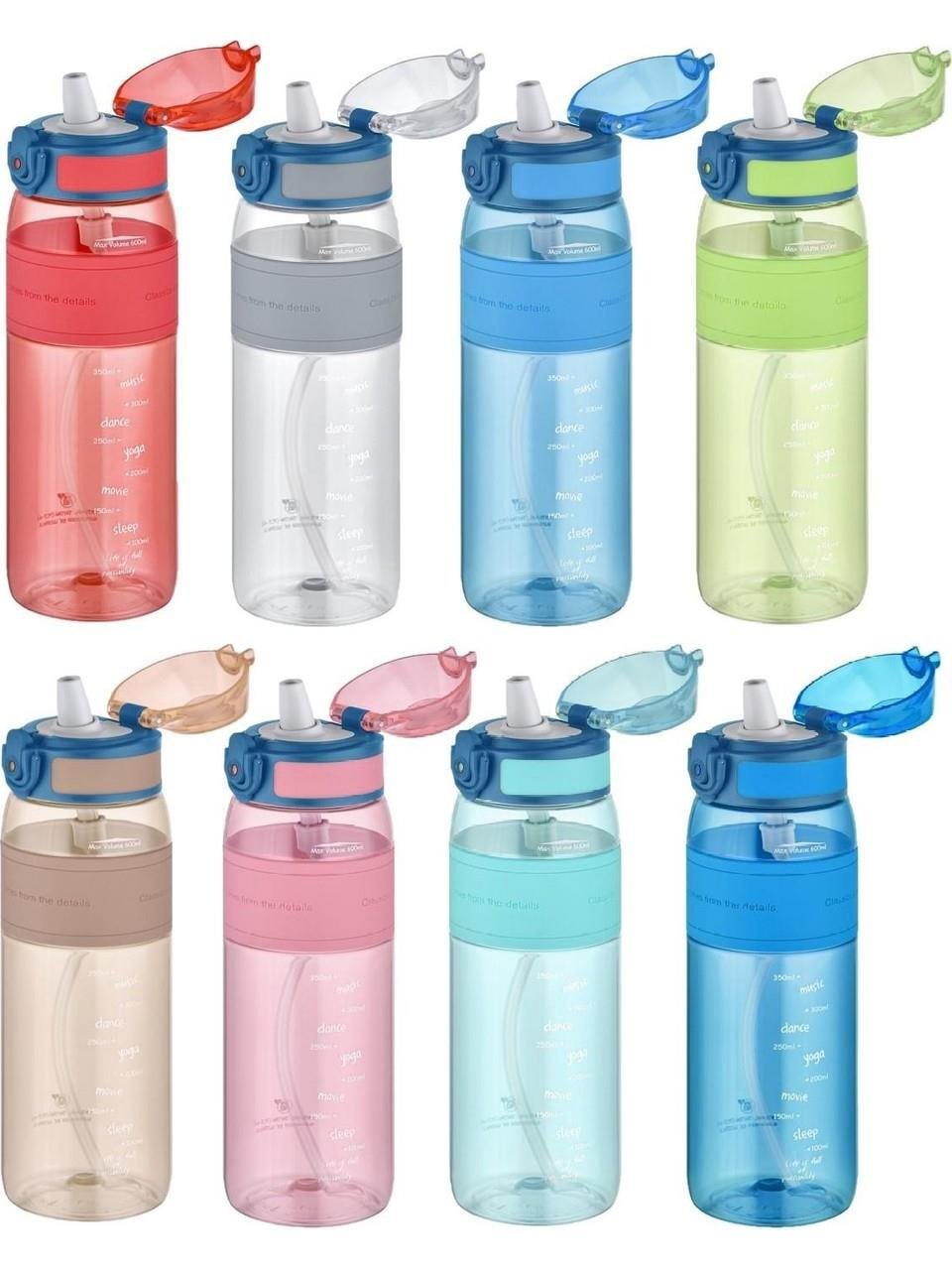Tkk Su Matarası 600 ML Silikon Gövde Tritan Su Matarası (Karışık Renk 1 Adet)