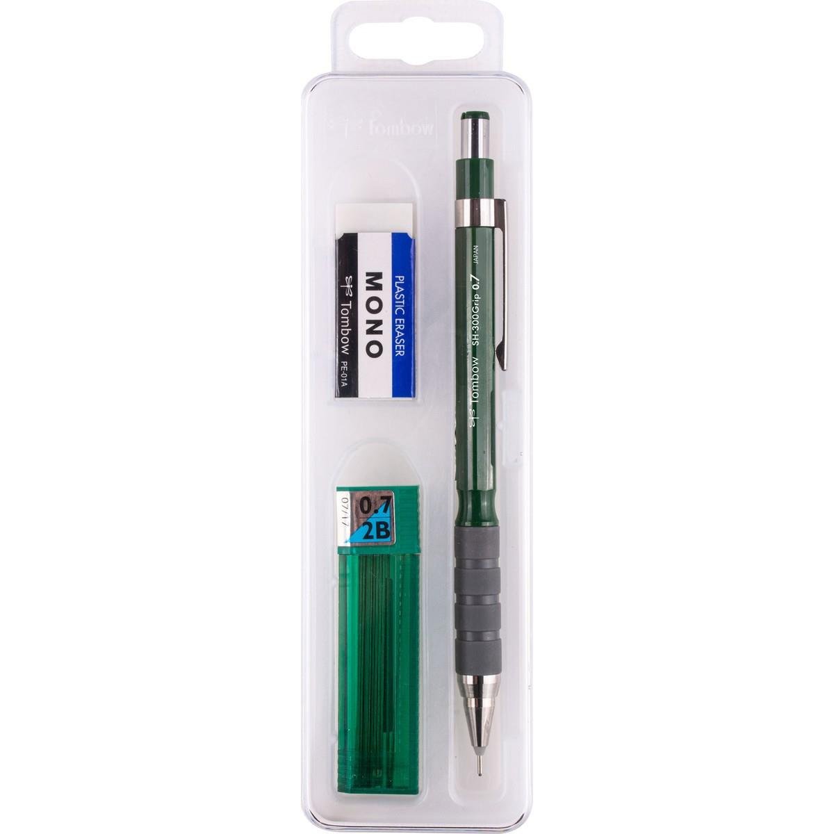 Tombow Versatil Kalem SH-300 Grip 0,7 MM Plastik Kutulu Set Koyu Yeşil