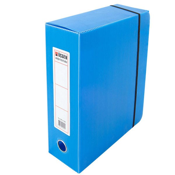 Üçgen Proje Kutusu Plastik Lastikli Geniş Arşiv Proje Kutusu 24x32x9 Cm Mavi (50 Li Paket)