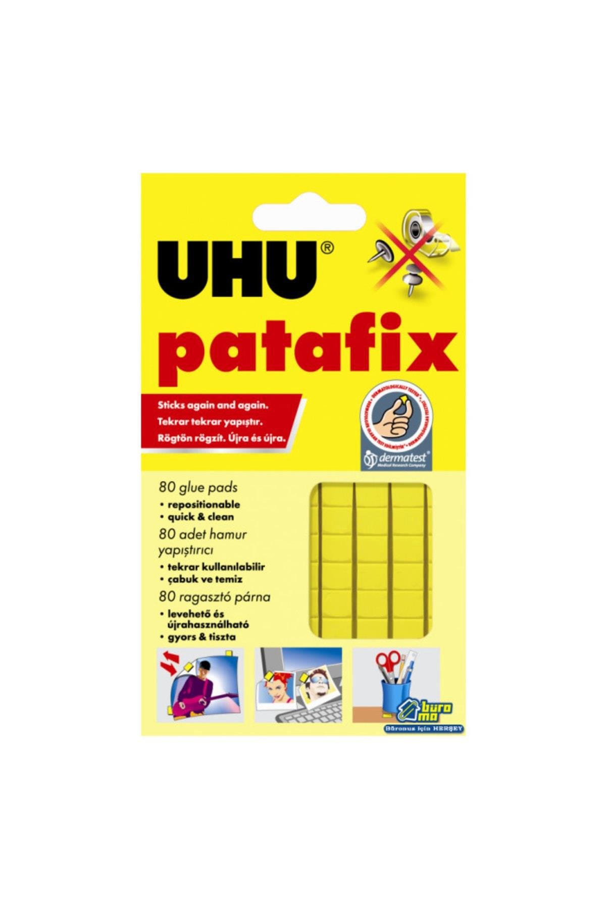 Uhu Hamur Yapıştırıcı Patafix Sarı 80 Li (12 Adet)