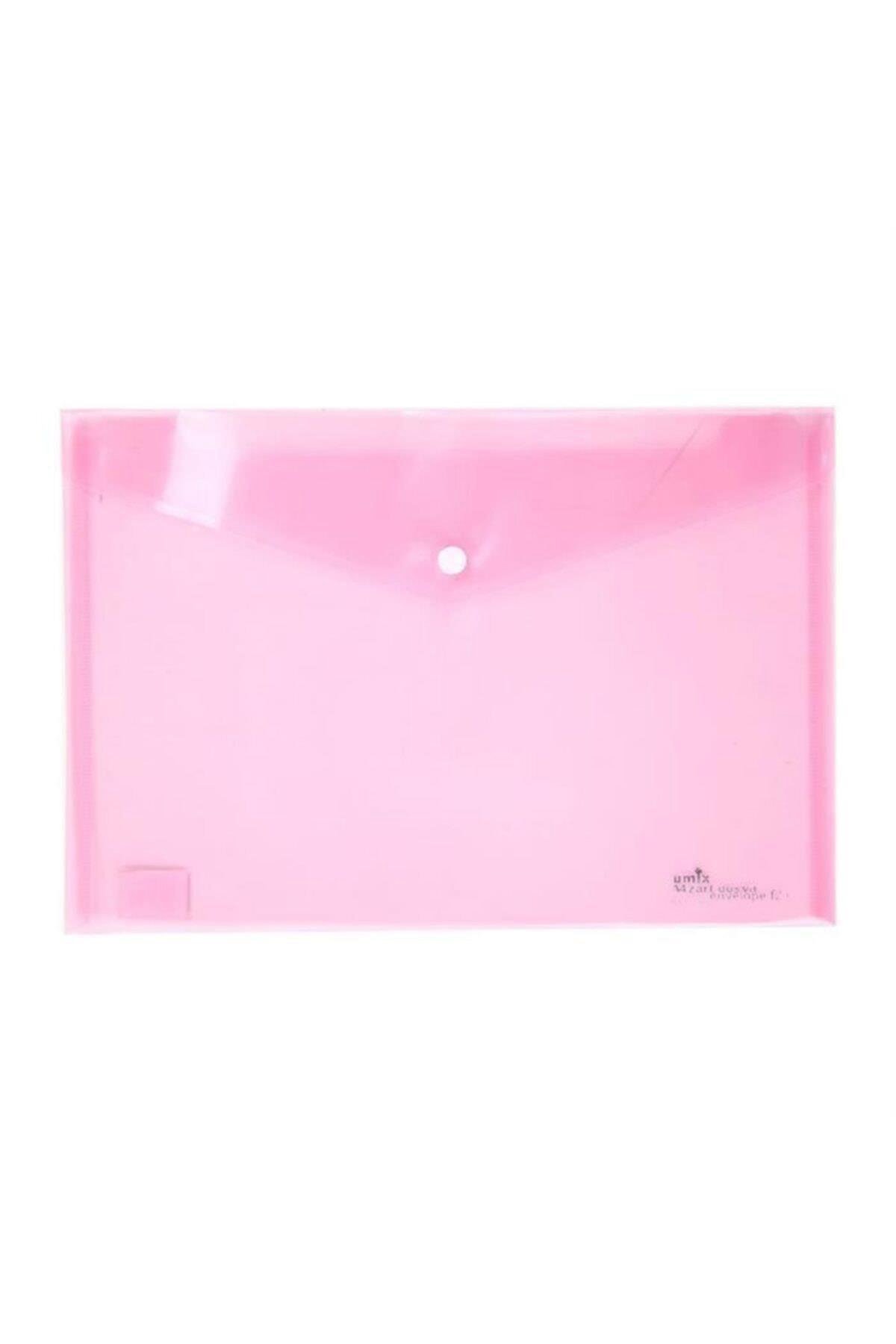 Umix Çıtçıtlı Şeffaf Zarf Dosya Pembe Eco (12 Li Paket)