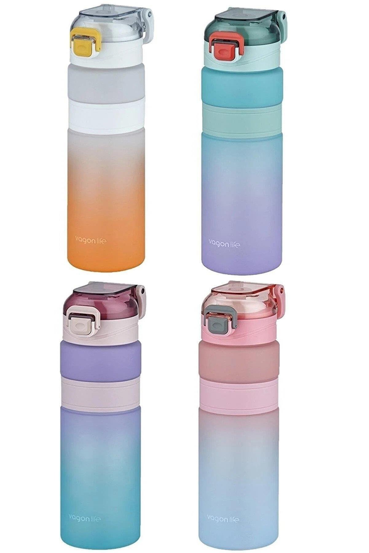Vagonlife 800 ML Çift Renk Kaydırmaz Silikon Gövde Motivasyon Su Matarası (Karışık Renk 1 Adet)