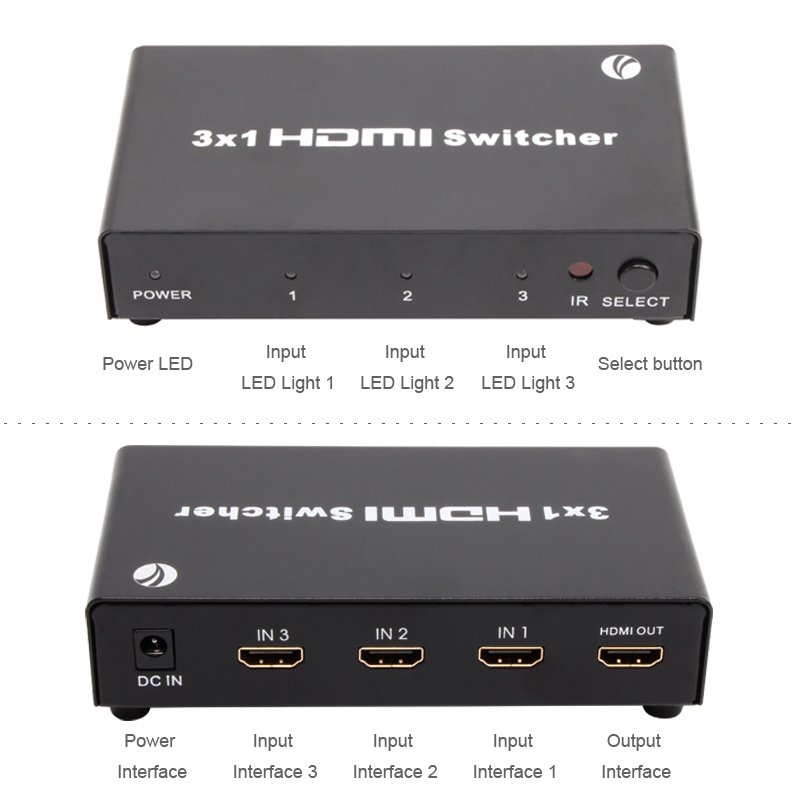 Vcom 3-1 Port 1.4V 3D Metal Hdmi Switch