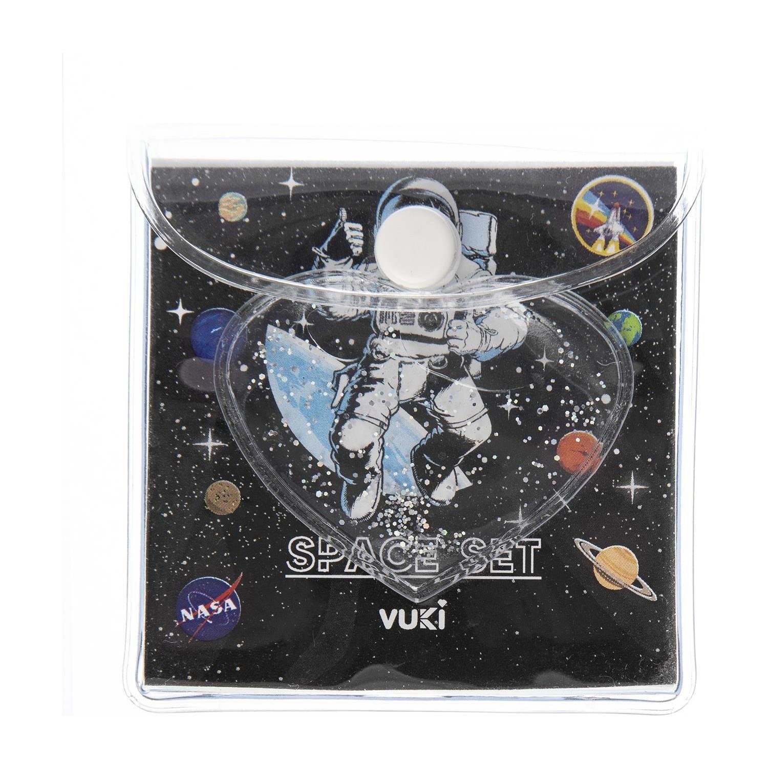 Vuki Küp Bloknot Simli Sulu 6.3 x 6.3 Cm Astronot Desenli Sulu ve Simli Küp Bloknot